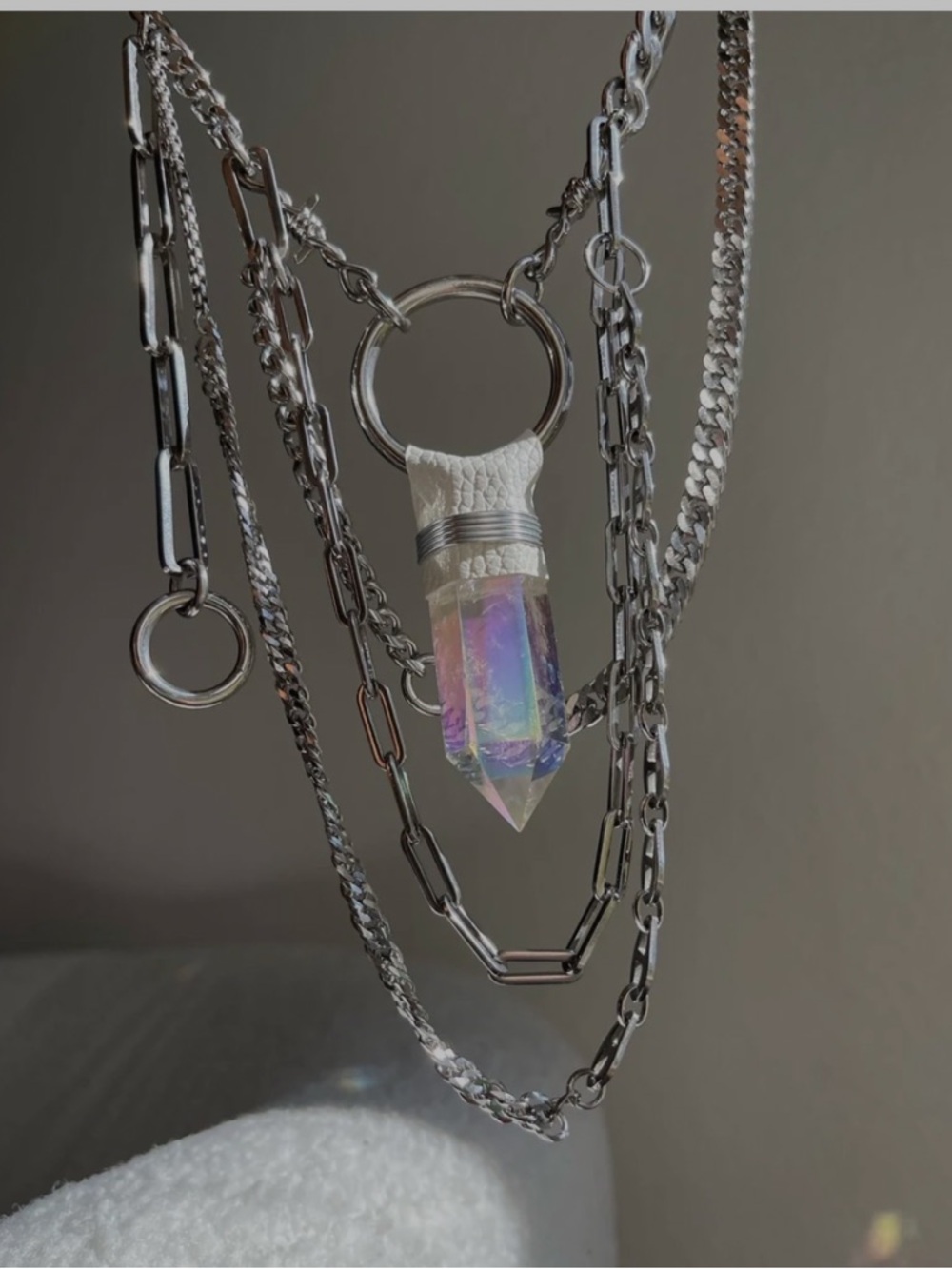 Shestherainbow one of a kind angel aura quartz layered necklace💕✨